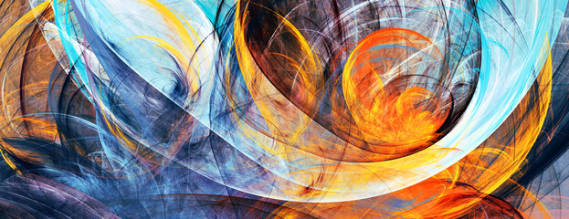 Naklejka premium Vibrant color in motion. Modern art futuristic dynamic background. Fractal artwork for creative graphic design