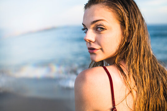 Young Girl at Beach at Golden Hour