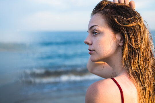 Young Girl at Beach at Golden Hour