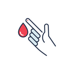 Blood Drop from Finger vector Diabetes Diagnostics concept colored icon