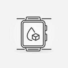 Glucometer in Smartwatch vector Blood Glucose Monitoring outline icon