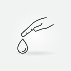 Hand with Blood Drop vector Diabetes Test thin line icon