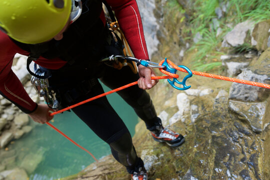 Canyoning Furco Canyon in Pyrenees.