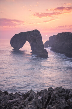 "Castro de las Gaviotas Rock" at sunrise