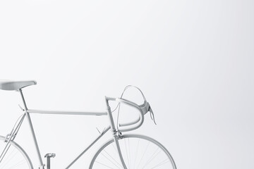 Closeup of white bicycle part isolated on light background. 3D rendering
