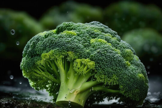 Vegetable themed, healthy food concept. Premium Close up shot of Broccoli. Generative AI.