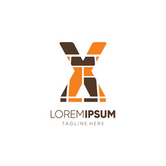 Letter Initial X Flooring Logo Design Vector Icon Graphic Emblem Illustration