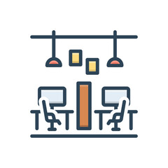 Color illustration icon for office