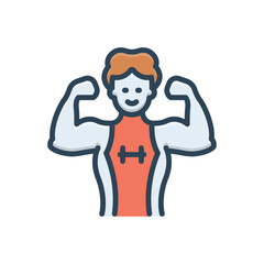 Color illustration icon for strong