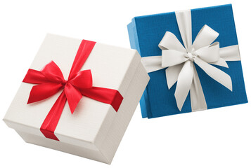 White And Blue Gift Box With Ribbon