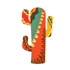 mexican cactus. Cartoon cacti in colorful doodle style isolated on white background. Desert cactus plants, tropical flora elements for mexican greeting cards. clipart. vector illustration