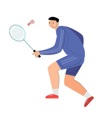 Obraz na płótnie Canvas people holding a racket. athlete play badminton 
