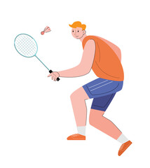 Obraz na płótnie Canvas people holding a racket. athlete play badminton 
