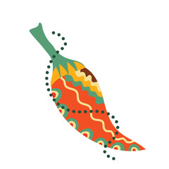 chili pepper Decorative ornamental isolated on white. Vector abstract red pepper illustration logo design element for packaging design, banner, poster, business sign, identity, branding. 