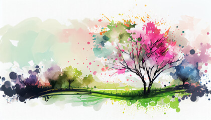 Obraz na płótnie Canvas vector watercolor spring background