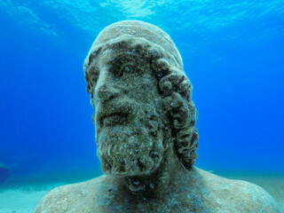 Ancient figure underwater in the Mediterranean Sea