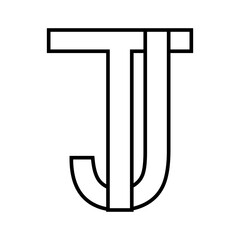 Logo sign tj jt, icon double letters logotype t j