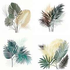 Fototapeta na wymiar Flat Style Minimalism Line tropical plants, Minimalistic Design of Isolated Palm Branches Created with Generative AI technology
