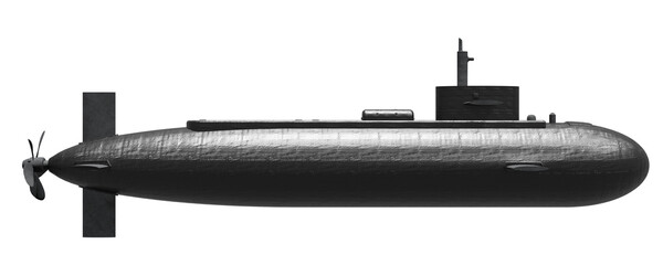 Submarine black old vintage military concept illustration 3d render
