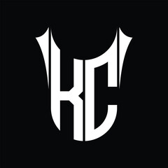 Obraz na płótnie Canvas KC Logo monogram shield sharp half round shape images design template