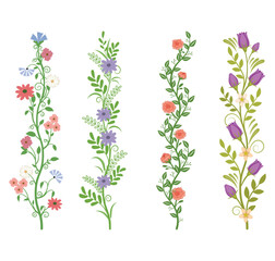 Floral borders, decorative ornaments, floral ornaments. Spring flowers.