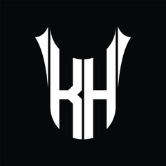 Obraz na płótnie Canvas KH Logo monogram shield sharp half round shape images design template