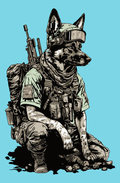 Shepherd dog soldier vector puppy warrior mascot