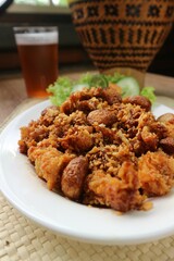 a delicious dish of deep-fried clam meat seen up close