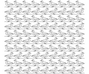 black and white pattern of ducks drawn in a continuous single line