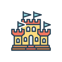 Color illustration icon for fort 