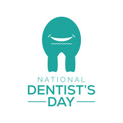 Obraz premium Vector illustration on the theme of awareness national Dentist's Day observed on March . Template for background, banner, card, poster with text inscription.