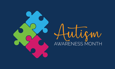  National autism awareness month. Vector banner, poster, flyer, greeting card for social media with the text National autism awareness month April.