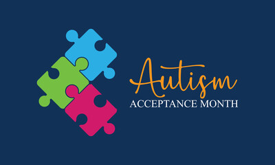  National autism awareness month. Vector banner, poster, flyer, greeting card for social media with the text National autism awareness month April.