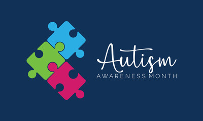  National autism awareness month. Vector banner, poster, flyer, greeting card for social media with the text National autism awareness month April.