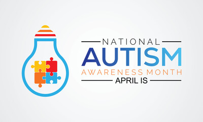  National autism awareness month. Vector banner, poster, flyer, greeting card for social media with the text National autism awareness month April.