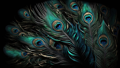 peacock feather background, Generative ai