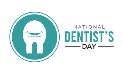 Fototapeta premium Vector illustration on the theme of awareness national Dentist's Day observed on March . Template for background, banner, card, poster with text inscription.