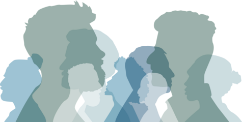 Different men stand side by side together. 