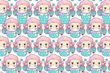 Obraz premium Cute baby mermaid illustration pattern