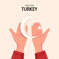 Pray for Turkey. Illustration Support and prayer for earthquake victims in Turkey and Syria. Natural disaster struck turkey