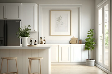 Blank frame in home interior background