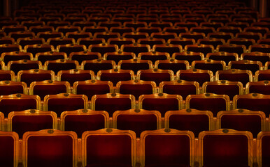 Naklejka premium Row of red seats in theatre