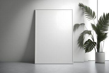 Blank frame in home interior background