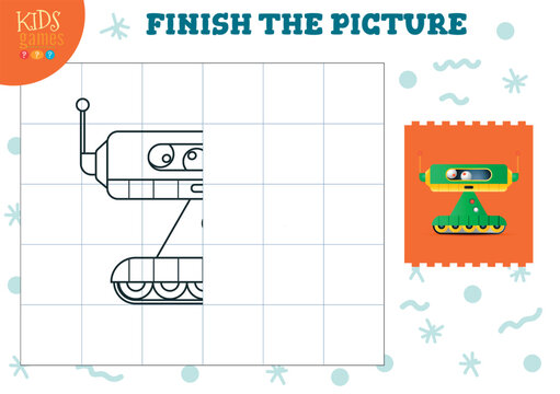 Copy picture vector illustration. Complete and coloring game for preschool and school kids