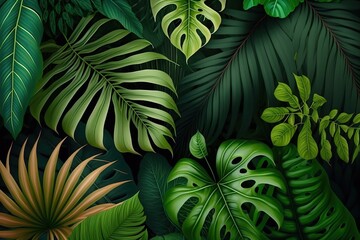 bunch of green leaves background, Generative AI