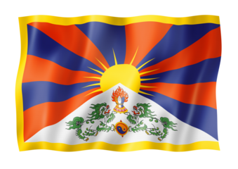 Tibetan flag isolated on white