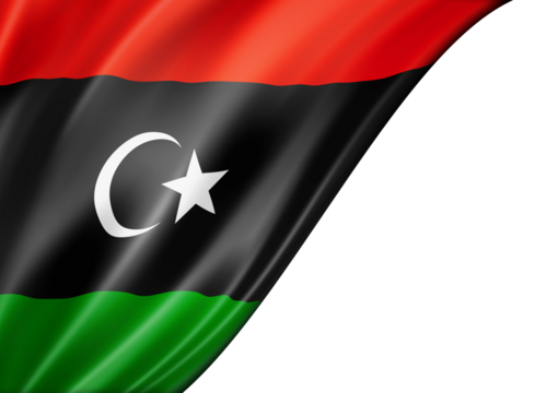 Libyan flag isolated on white banner