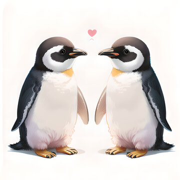 cute penguins in love