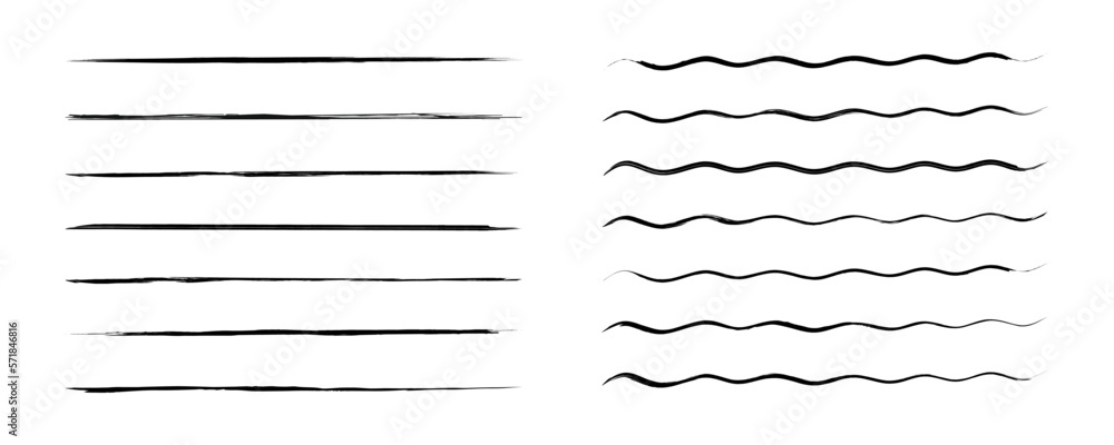 Aufkleber grunge lines elements set. straight and wave lines collection isolated on white background. grungy e