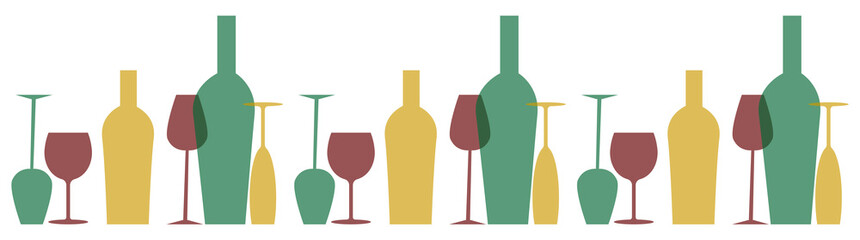 Wine bottle with wine glass icon or silhouette. Alcohol symbol. Vector illustration.	
